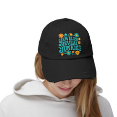 Jewelry Reveal Junkie Distressed Cap | Unisex Cap for Jewelry Lovers, Vintage Style, Boho Vibe