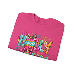 Holly Jolly Crewneck Gildan Sweatshirt — Colorful Christmas Ornament Holiday Sweater