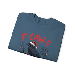 "F-CAW-F" Festive Raven Holiday Christmas Crow Crewneck Gildan Sweatshirt