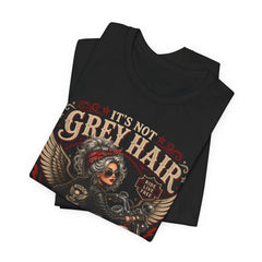 It's Not Grey Hair It's Wisdom Glitter T-Shirt — Vintage Skull & Rose Biker Tee for Women & Men