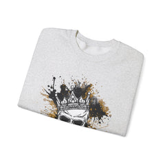 Skeleton King Crewneck Sweatshirt w/Black & Gold Splatter Design