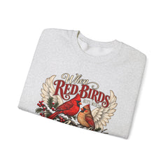Red Birds Are Angels Crewneck Sweatshirt — Memorial Cardinal Tribute Sweater- Christmas Vibes