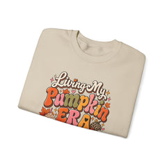 Pumpkin Era Crewneck Sweatshirt — "Living My Pumpkin Era" Fall Graphic Sweatshirt