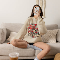 Lovers Lane Auto Club Vintage Racing Graphic Crewneck Sweatshirt- Valentine