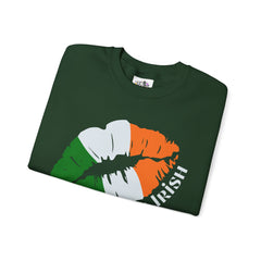 St. Patrick's Day Unisex Crewneck- “Kiss Me, I’m Irish” Flag Lips