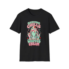 T-Shirt — "Serving Chills" Retro Dessert Graphic Tee (Extra Whipped Cream) - BP - Halloween