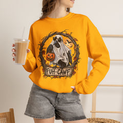 Halloween Ghost Crewneck Sweatshirt – 'Fuh-Cawf' Spooky Pumpkin Design