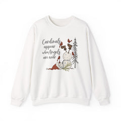 Angel & Cardinal Sweatshirt, Cozy Crewneck for Winter, Holiday Gift, Winter Fashion, White Christmas Sweatshirt,