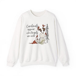 Angel & Cardinal Sweatshirt, Cozy Crewneck for Winter, Holiday Gift, Winter Fashion, White Christmas Sweatshirt,