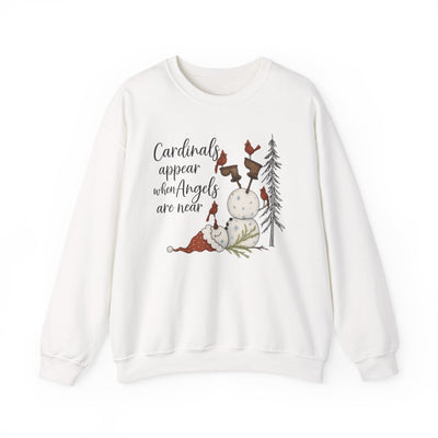 Angel & Cardinal Sweatshirt, Cozy Crewneck for Winter, Holiday Gift, Winter Fashion, White Christmas Sweatshirt,