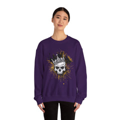 Skeleton King Crewneck Sweatshirt w/Black & Gold Splatter Design