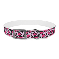 Dog Collar- Pink Leopard Print Hearts