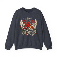 Red Birds Are Angels Crewneck Sweatshirt — Memorial Cardinal Tribute Sweater- Christmas Vibes