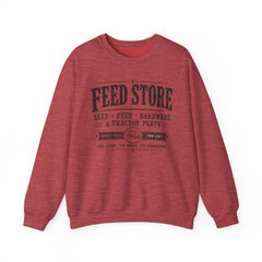 Feed Store Crewneck Sweatshirt — Vintage Farmhouse Seed & Feed Graphic - Southern Heritage