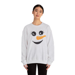 Happy Snowman Crewneck Sweatshirt | Winter Apparel, Christmas Gift, Cozy Sweater, Holiday Clothing, Carrot Nose Design