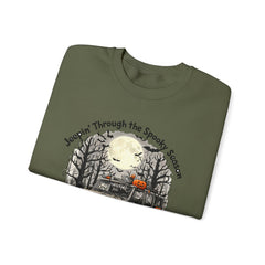 Spooky Adventure Sweatshirt - Jeepin' Through the Spooky Season, Unisex Crewneck, Fall Apparel, Halloween Gift, Cozy Halloween Wear