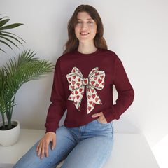 Valentine Heart Bow Sweatshirt — Cute Ribbon Graphic Crewneck
