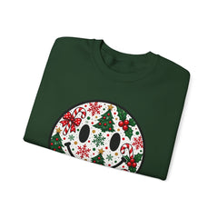 Christmas Smiley Crewneck Sweatshirt — Festive Holiday Smile Graphic