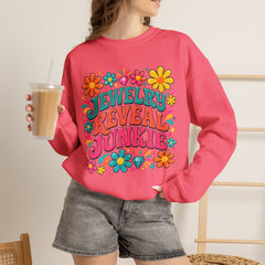 Jewelry Reveal Junkie Sweatshirt by Gildan, Cozy Unisex Crewneck, Gift for Jewelry Lovers
