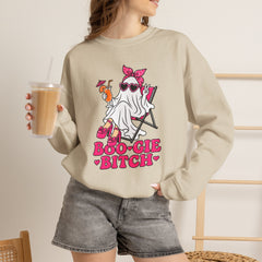 Boo-gie Bitch Ghost Crewneck Sweatshirt — Cute Retro Halloween Graphic