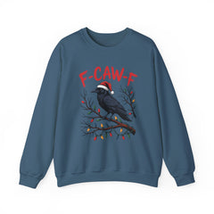 "F-CAW-F" Festive Raven Holiday Christmas Crow Crewneck Gildan Sweatshirt