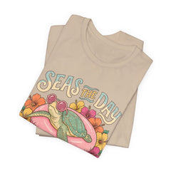 Seas the Day Turtle Tee — Vintage Floral Beach T-Shirt