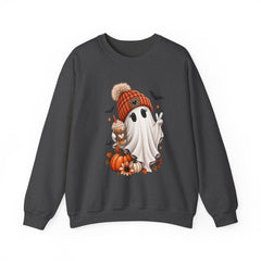 Cozy Pumpkin Ghost Sweatshirt – Cute Halloween Fall Crewneck