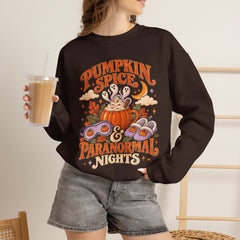 Pumpkin Spice & Paranormal Nights Crewneck Sweatshirt - Halloween
