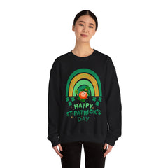 St. Patrick's Day Unisex Crewneck Sweatshirt - Happy Leprechaun Rainbow Design