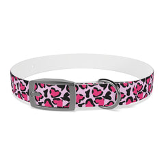 Dog Collar- Pink Leopard Print Hearts