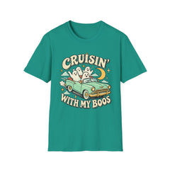 Cruisin' With My Boos T-Shirt — Cute Retro Ghosts Driving Graphic Halloween BP