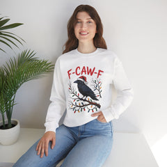 "F-CAW-F" Festive Raven Holiday Christmas Crow Crewneck Gildan Sweatshirt