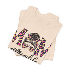 Mom Life Cheeta Print Unisex Jersey Tee - Fun Floral Design for Mothers