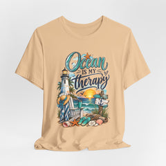 Ocean Is My Therapy T-Shirt — Beach Lighthouse Sunset Tee
