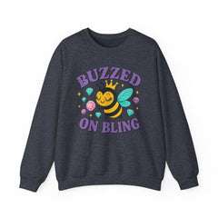 Buzzed on Bling Crewneck Sweatshirt by Gildan - Fun Gift for Bee Lovers, Jewelry Reveals