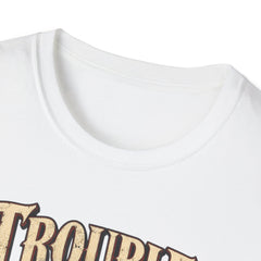 Trouble Has a New Captain T-Shirt — Pirate Skull Graphic Tee