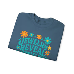 Jewelry Reveal Junkie Sweatshirt by Gildan, Cozy Unisex Crewneck, Gift for Jewelry Lovers