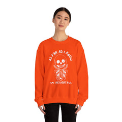 As Far As I Know, I'm Delightful Skeleton Sweatshirt, Crewneck, Halloween Outfit, Casual Wear, Cozy Gift