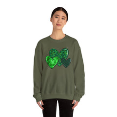 Green Heart Patterns Unisex Heavy Blend Crewneck Sweatshirt | St. Patrick's Day/Christmas