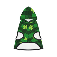 Plaid with Shamrocks Print Dog Hoodie for St. Patrick's Day