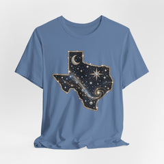Texas Night Sky Tee — Celestial Moon & Stars State Graphic T-Shirt