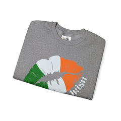 St. Patrick's Day Unisex Crewneck- “Kiss Me, I’m Irish” Flag Lips