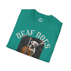 FB Rockstar Dog Unisex T-Shirt - Deaf Dogs Definitely Rock Upright Bass Design