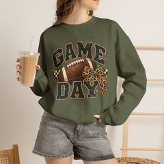 Game Day Sweatshirt — Leopard Football Graphic Crewneck