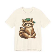 Cute Raccoon Graphic Tee — Adorable Cartoon Raccoon with Green Cap
