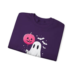 Pink Balloon Halloween Ghost Sweater | Unisex Crewneck Sweatshirt for Cozy Autumn Nights, Halloween Party, Spooky