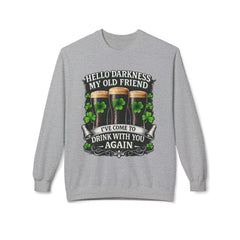 St. Patrick's 'Hello Darkness My Old Friend' Crewneck Sweatshirt — Irish Shamrock Beer Design