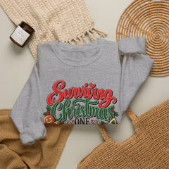 "Surviving Christmas One Cookie at a Time" Cozy Holiday Christmas Crewneck