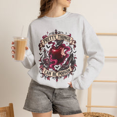 Crewneck Sweatshirt — “Pretty Things Can Be Poison” Gothic Apple Graphic