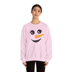 Happy Snowman Crewneck Sweatshirt | Winter Apparel, Christmas Gift, Cozy Sweater, Holiday Clothing, Carrot Nose Design